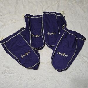 Set of 4 Crown Royal Purple Bag Gold Drawstring Crown Royal Bags